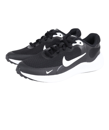 ナイキ（NIKE）ジュニア スポーツ シューズ レボリューション7GS ブラック ホワイト FB7689-003 スニーカー 部活 登校 通学 運動