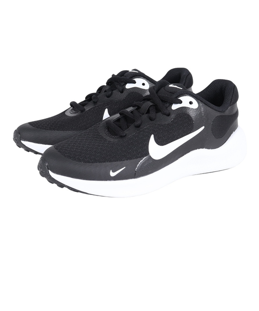 ナイキ（NIKE）ジュニア スポーツ シューズ レボリューション7GS ブラック ホワイト FB7689-003 スニーカー 部活 登校 通学 運動