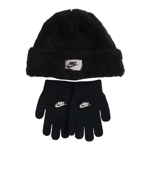 ナイキ（NIKE）ニット帽 手袋 COZY ピークビーニー&グローブ ニットビーニー手袋セット 8A3070-023 防寒 子供 ギフト 黒