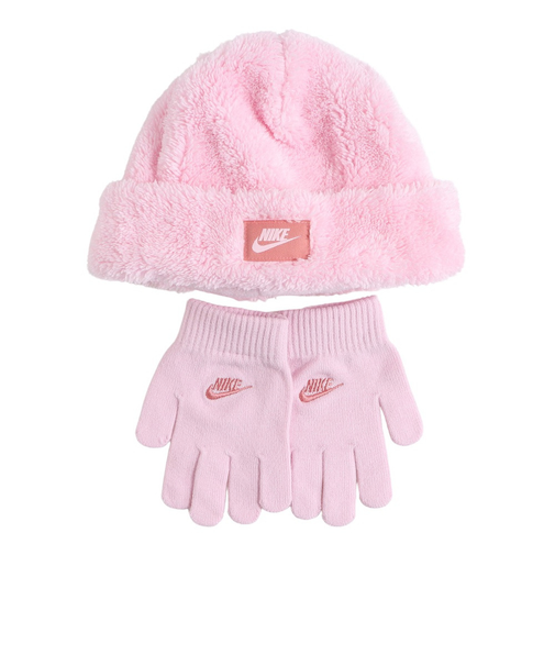 ナイキ（NIKE）ニット帽 手袋 ジュニア COZY ピークビーニー&グローブ ニットビーニー手袋セット 8A3070-A9Y 防寒 子供 ギフト ピンク