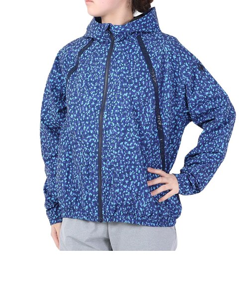 ルコックスポルティフ（lecoqsportif）裏メッシュ 撥水 フルジップ 総柄グラフィックウィンドジャケット QMWVJF30 NV