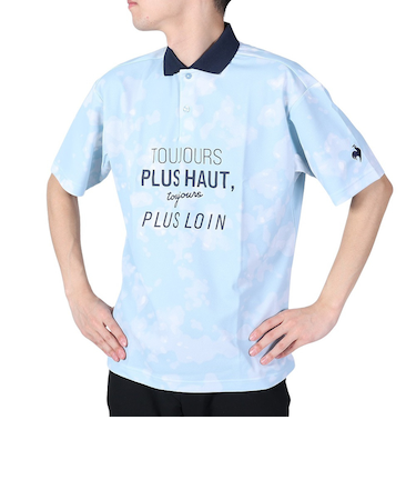 ルコックスポルティフ（lecoqsportif）半袖ポロシャツ メンズ 総柄グラフィック 鹿の子ポロシャツ QMMVJA42 SA