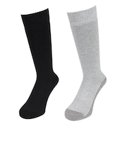エアボーン（ARBN）ヒートクロス クルーソックス 底切り替え GRY/BLK 2足組 AB43AC1611 GRY25 防寒