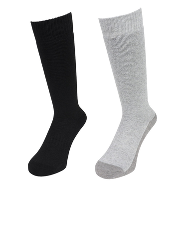 エアボーン（ARBN）ヒートクロス クルーソックス 底切り替え GRY/BLK 2足組 AB43AC1611 GRY25 防寒