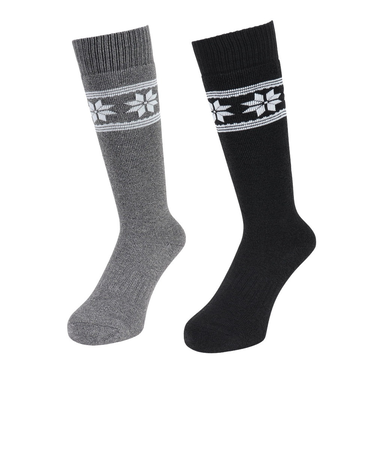 エアボーン（ARBN）ヒートクロス クルーソックス 雪 GRY/CGY 2足組 AB43AC1599 GRY22 防寒