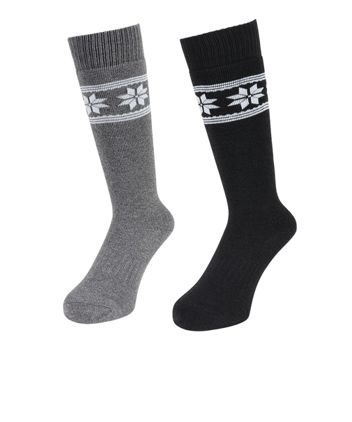 エアボーン（ARBN）ヒートクロス クルーソックス 雪 GRY/CGY 2足組 AB43AC1599 GRY22 防寒