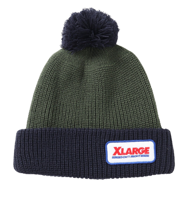 エクストララージ（XLARGE）POMPOM バイカラー ニットキャップ 101234051010-GREEN