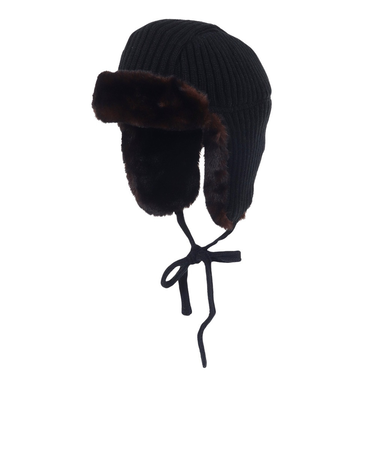 ヤックパック（YAK PAK）リブニット フライトキャップ YAK-PAK-23F007 BLK パイロットキャップ 耳当て付き 黒