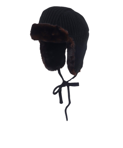 ヤックパック（YAK PAK）リブニット フライトキャップ YAK-PAK-23F007 BLK パイロットキャップ 耳当て付き 黒