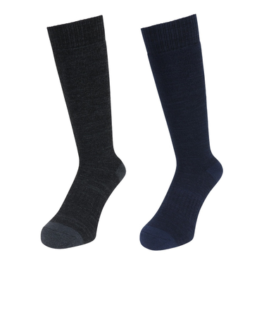 エアボーン(ARBN)ヒートクロス クルーソックス 引き揃え NVY/BLK 2足組 AB43AC1610 NVY25 防寒