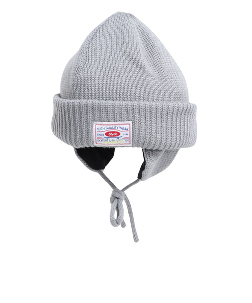 ニット帽 EAR MAFF ニットキャップ ビーニー SL23FW-HAT003GRY フリーサイズ 紐付き 耳当て付き グレー