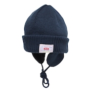 ニット帽 EAR MAFF ニットキャップ ビーニー SL23FW-HAT003NVY フリーサイズ 紐付き 耳当て付き 紺