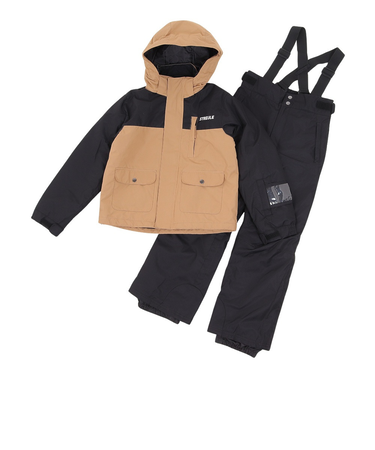ジュニア ボーイズ スキーウェア カラーブロックスーツ 上下セット ST23FW0035 BK/BG サイズ調整