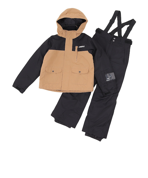 ジュニア ボーイズ スキーウェア カラーブロックスーツ 上下セット ST23FW0035 BK/BG サイズ調整