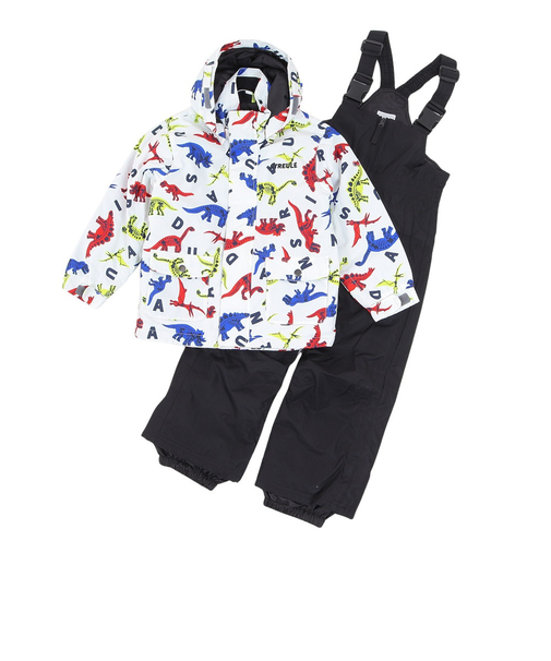 ジュニア スキーウェア ボーイズ ダイナソースーツ 上下セット ST23FW0038 WHT サイズ調整