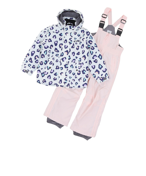 ジュニア スキーウェア ガールズ TGレオパードスーツ 上下セット ST23FW0041 WHT サイズ調整