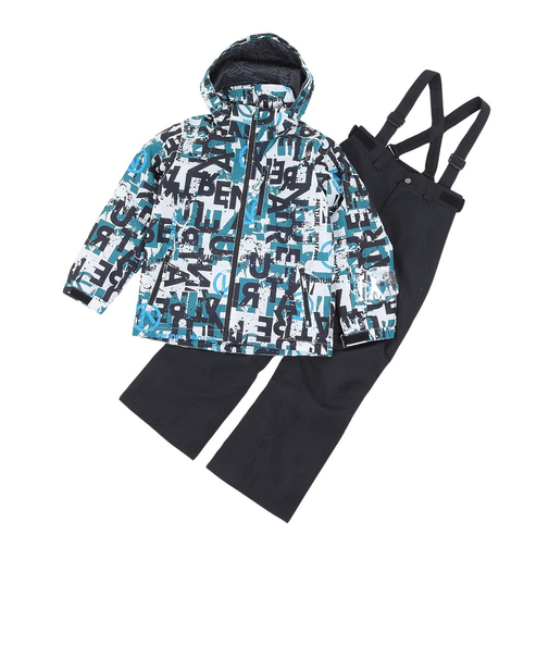エアボーン(ARBN)ジュニア ボーイズ スキーウェア スーツ 上下セット 24 GRAFITTI AB43WW1521J BLK サイズ調整
