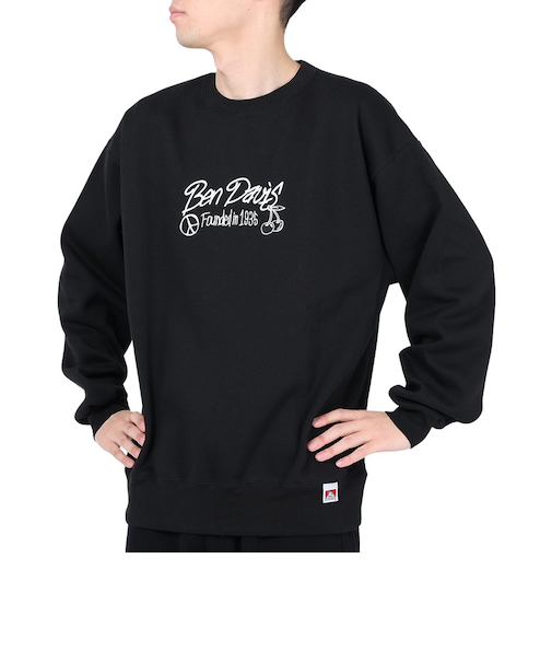 ベンデイビス（BEN DAVIS）タギングロゴ クルーネック スウェット 24380005-01BLK