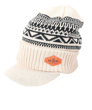 エアボーン（ARBN）ニット帽 ワークニットキャップ AR23FW-CAP001BEG フリーサイズ つば付き ベージュ