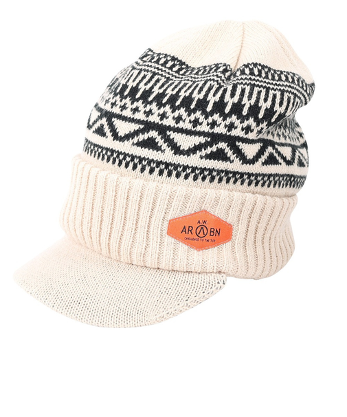 エアボーン（ARBN）ニット帽 ワークニットキャップ AR23FW-CAP001BEG フリーサイズ つば付き ベージュ
