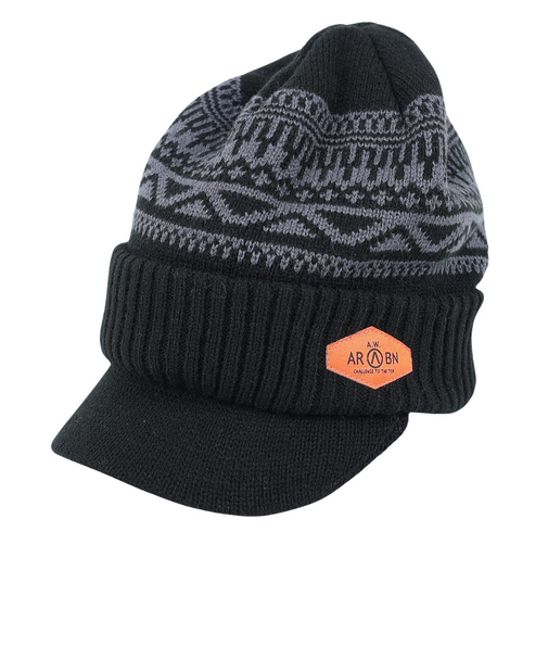 エアボーン（ARBN）ニット帽 ワークニットキャップ AR23FW-CAP001BLK フリーサイズ つば付き 黒