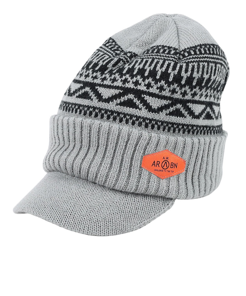 エアボーン（ARBN）ニット帽 ワークニットキャップ AR23FW-CAP001KHK フリーサイズ つば付き グレー