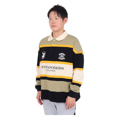 ストライプ長袖ポロシャツ 2321-00325-00360