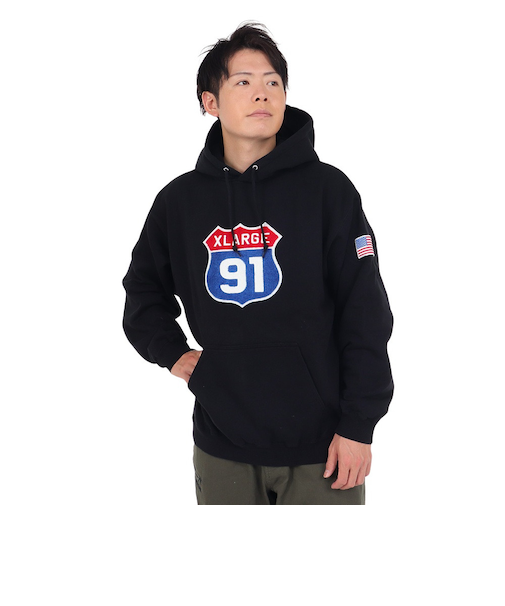 エクストララージ（XLARGE）XL 91 フーデッド スウェットシャツ 101234012023-BLACK