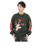 エクストララージ（XLARGE）BURNING MONSTER クルーネックニット 101234015002-GREEN