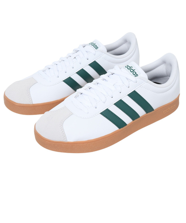 アディダス（adidas）スニーカー VLコートベース M ホワイト グリーン ID3710 カジュアル スポーツ シューズ 快適 タウン 街履き 登校 通学