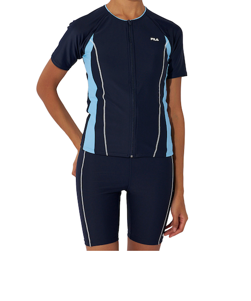 フィラ（FILA）フィットネス水着 レディース 水泳 FILA 配色袖付フルジップセパレート 3132035-NV