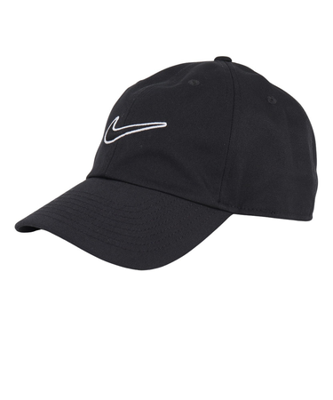 ナイキ（NIKE）帽子 アンストラクチャード スウッシュ キャップ 黒 S-Lサイズ  FB5369-010 ランニング ジョギング スポーツ 運動