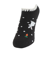 FUN WARMHOME うさぎ柄 内側パイル 裏起毛 2262-93LBLK
