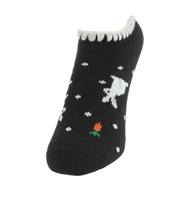 FUN WARMHOME うさぎ柄 内側パイル 裏起毛 2262-93LBLK