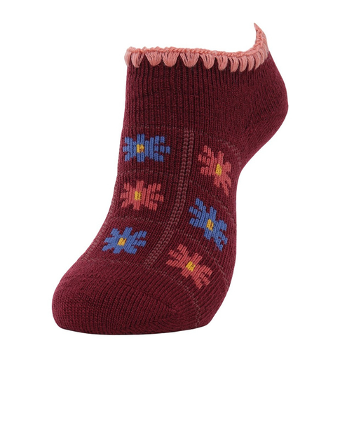 ルームソックス WARMHOME ハマグリ型 レトロフラワー 2262-91LRED