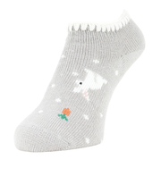 ルームソックス くるぶし下丈 FUN WARMHOME うさぎ柄 内側パイル 2262-93LGRY