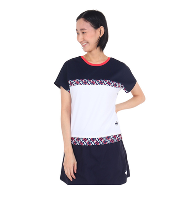 ルコックスポルティフ（lecoqsportif）テニスウェア レディース サンスクリーン 前後2wayゲームシャツ QTWXJA03 WHNV 速乾 UVカッ…