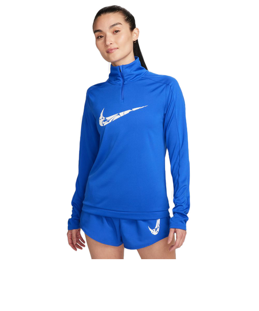 ナイキ（NIKE）ジャケット ハーフジップ ミッドレイヤー 速乾 ブルー 青 ランニングウェア スウッシュ ドライフィット HBR FN2637-405