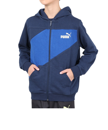 プーマ(PUMA)ジュニア PUMA POWER カラーブロック フルジップフーデッドジャケット 681395 14 NVY