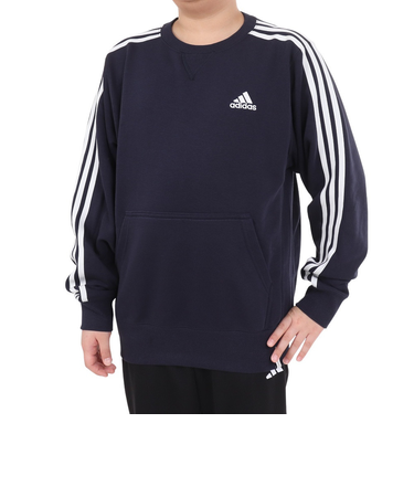 アディダス（adidas）キッズ エッセンシャルズ プラス ルーズフィット スリーストライプス フレンチテリー スウェットシャツ KWF33-JE1714