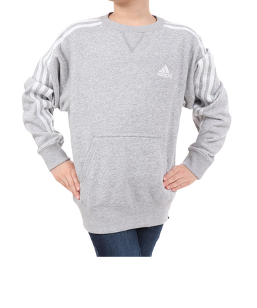 アディダス（adidas）キッズ エッセンシャルズ プラス ルーズフィット スリーストライプス フレンチテリー スウェットシャツ KWF33-JE1715