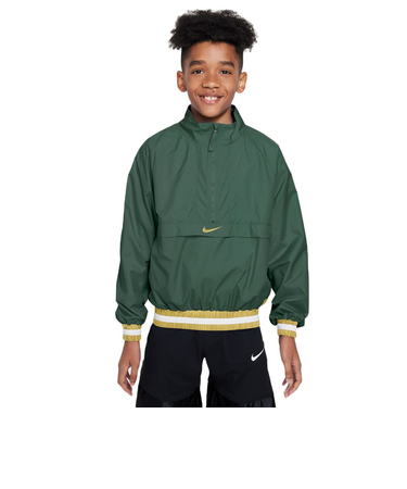ナイキ（NIKE）長袖 ハーフジップ ジャケット バスケットボールウェア ボーイズ RPL フープス グリーン FN8318-323