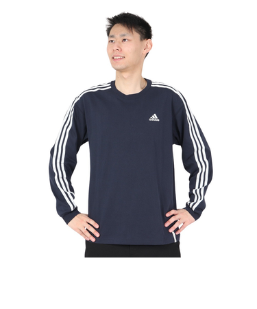 アディダス（adidas）エッセンシャルズ プラス ルーズフィット スリーストライプスTシャツ 長袖 KWE93-JF3908 ロンT