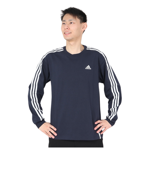 アディダス（adidas）エッセンシャルズ プラス ルーズフィット スリーストライプスTシャツ 長袖 KWE93-JF3908 ロンT