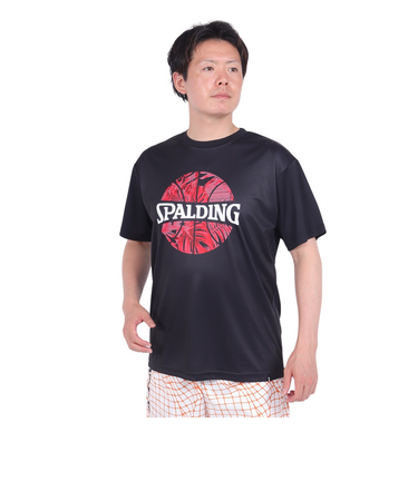 スポルディング（SPALDING）バスケットボールウェア Tシャツ ネオン トロピカル ボール プリント SMT24008BK 速乾 UVカット