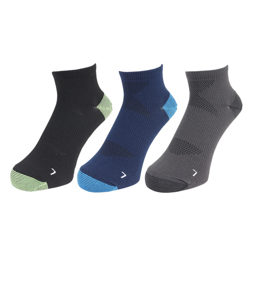 ストロングアンクルソックス 3足組 BLKBLUGRN SK3S0066-WA894-GROK