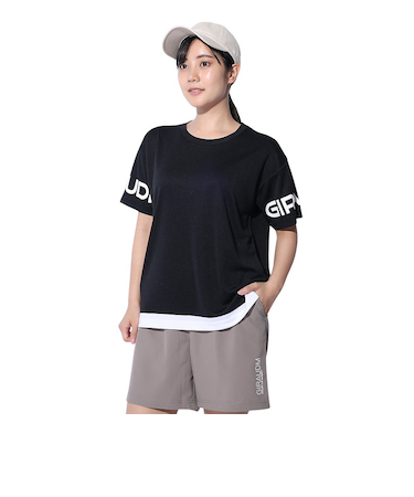 ドライプラス プリントメッシュ Tシャツ CT4S0057-TR864-GRCD BLK
