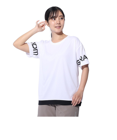 ドライプラス プリントメッシュ Tシャツ CT4S0057-TR864-GRCD WHT