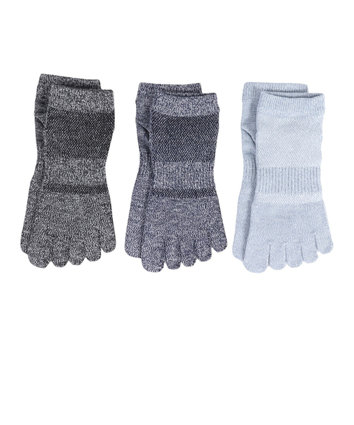 クー（Coo.）接触冷感 5本指ソックス 3足組 GRYNVYBLK 895NN3OK0034