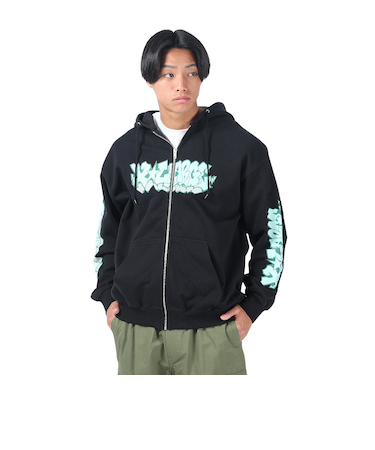 エクストララージ（XLARGE）GRAFFITI ジップアップフーディ スウェットシャツ 101241012015-BLACK